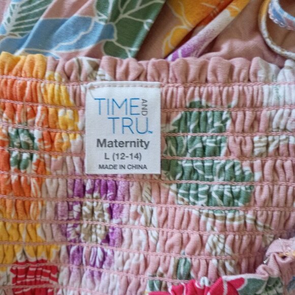 Time and Tru Convertible Maxi Dress Skirt Pink Floral Strapless Women’s L - Picture 3 of 8